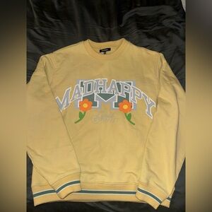 Madhappy Local Optimist Pale Yellow Fleece Crewneck Sweatshirt Size M